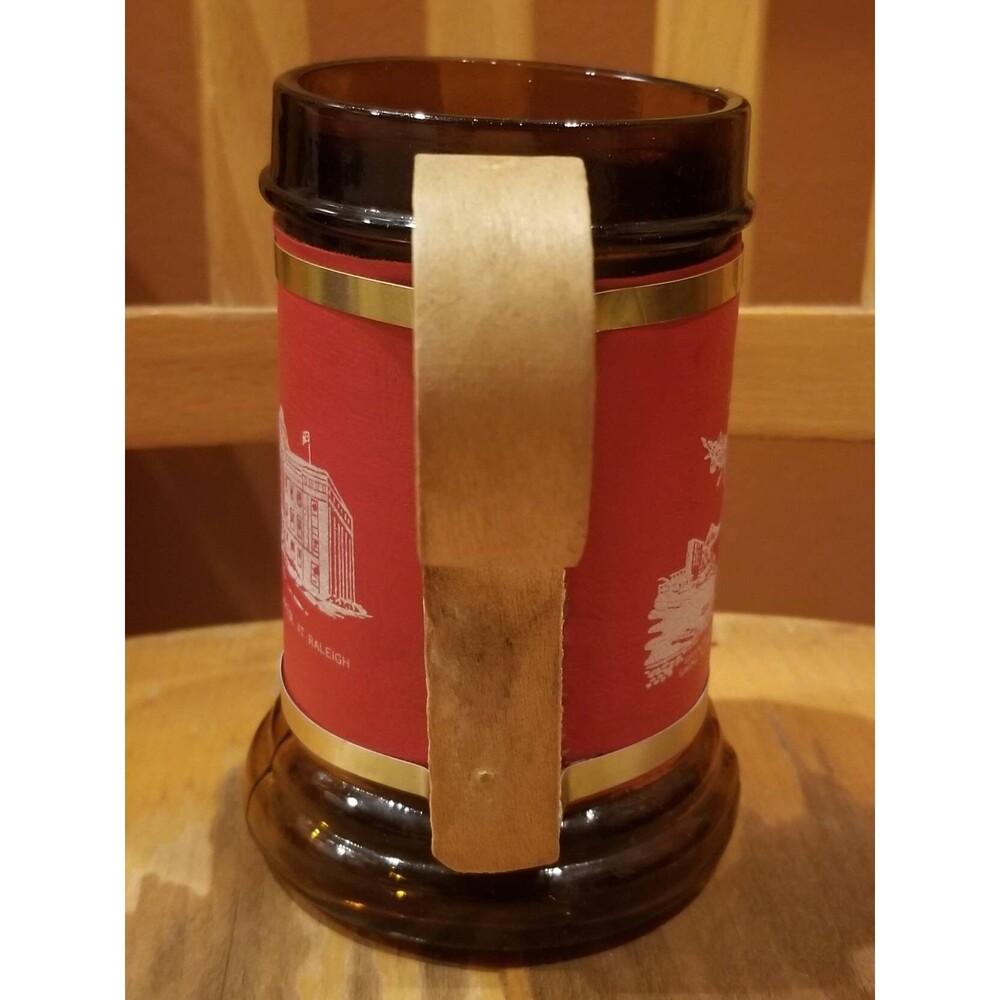 Vintage 1970s NANCO North Carolina Souvenir Wood & Glass Mug 5"H 3" Diameter - Picture 4 of 6